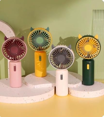 Handheld Fan Adjustable Base Design Mini Desk Fan for Home (Golden)