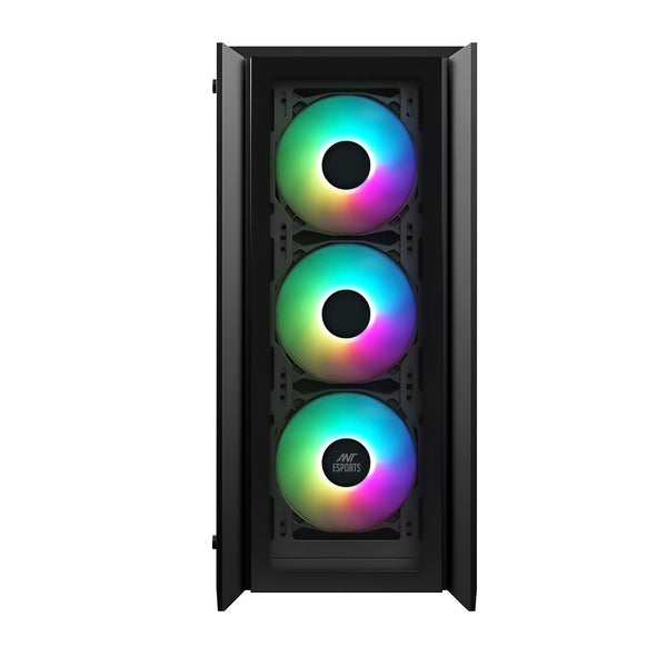 Ant Esports ICE-170TG Mid-Tower Gaming Case- Black| Support ATX, Micro-ATX, ITX | Pre-Installed 3 Front & 1 Rear Fan