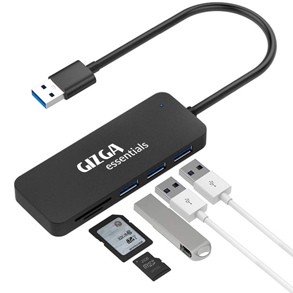 OPEN BOX / Gizga Essentials High Performance USB Hub, 5 in 1 USB Hub, Fast Data Transfer, 3 USB 2.0, 2-Port Card Reader, SD TF Data Transfer Upto 480Mbps for Laptops, Smartphone, MacBook, Chromebook, Black