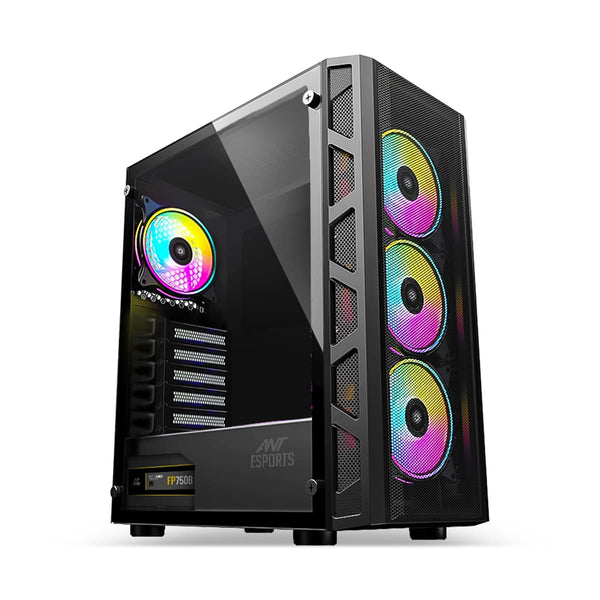 Ant Esports 510 AIR Mid Tower Gaming /E-ATX, ATX, Micro-ATX, Mini-ITX /  4x120 mm ARGB Fans, Black