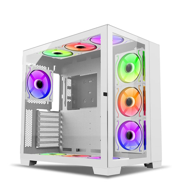 Ant Esports Crystal XL Mid-T White |ATX, Micro-ATX, Mini-ITX | 3 Side Fans and 1 Rear Fan