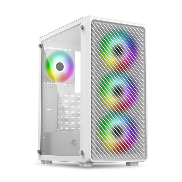 Ant Esports 211 Air Mid-Tower/Gaming-White |ATX, M-ATX, ITX |3 x 120mm ARGB Front & 1 x 120mm ARGB Rear Fan