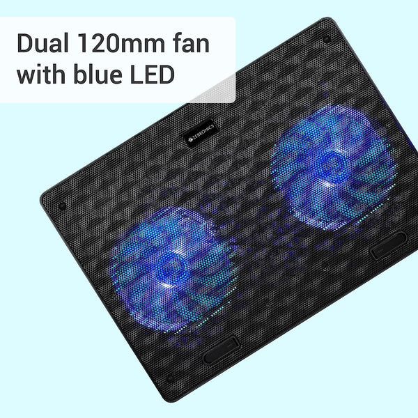 OPEN BOX / Zebronics, ZEB-NC3300 USB Powered Laptop Cooling Pad with Dual Fan, Dual USB Port and Blue LED Lights