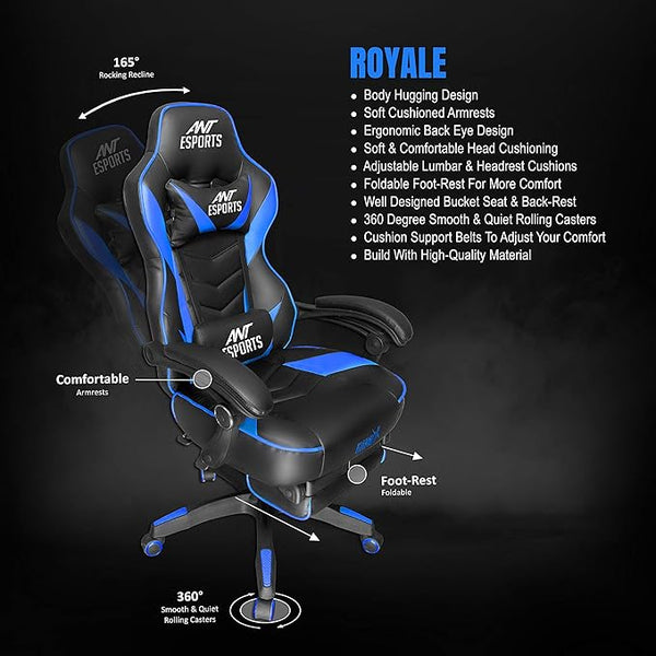 ANT ESPORTS GAMEX ROYALE GAMING CHAIR BLUE BLACK