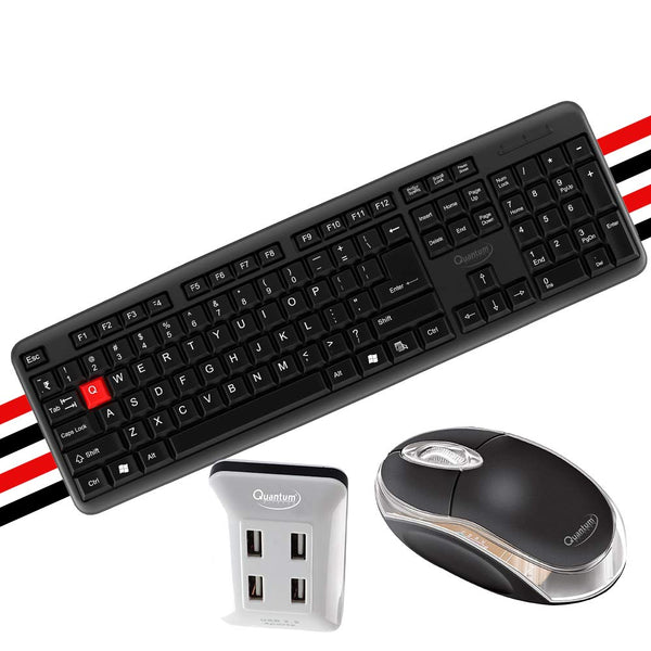 QUANTUM Qhm 7403 Wired USB Desktop Keyboard  (Black) ( Open Box )